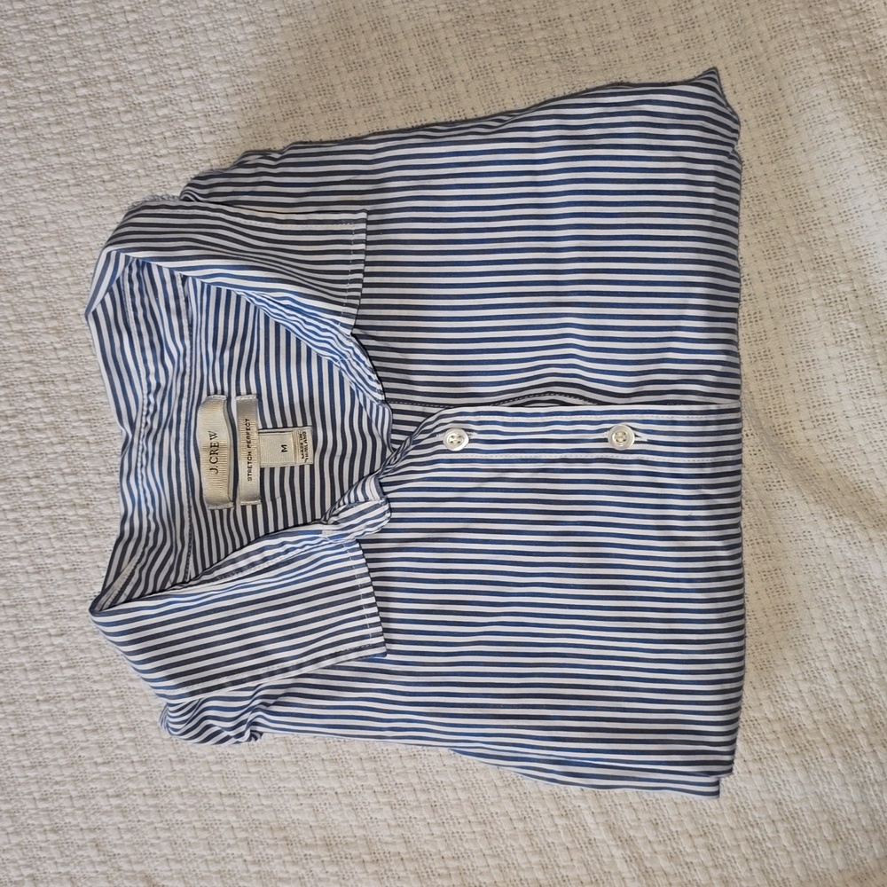 Blue and white striped J. Crew Ladies Button Down